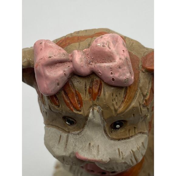 Vintage 1997 Hermitage Pottery Resin Girl Cat Taper Candleholder Whimsical - Picture 13 of 14